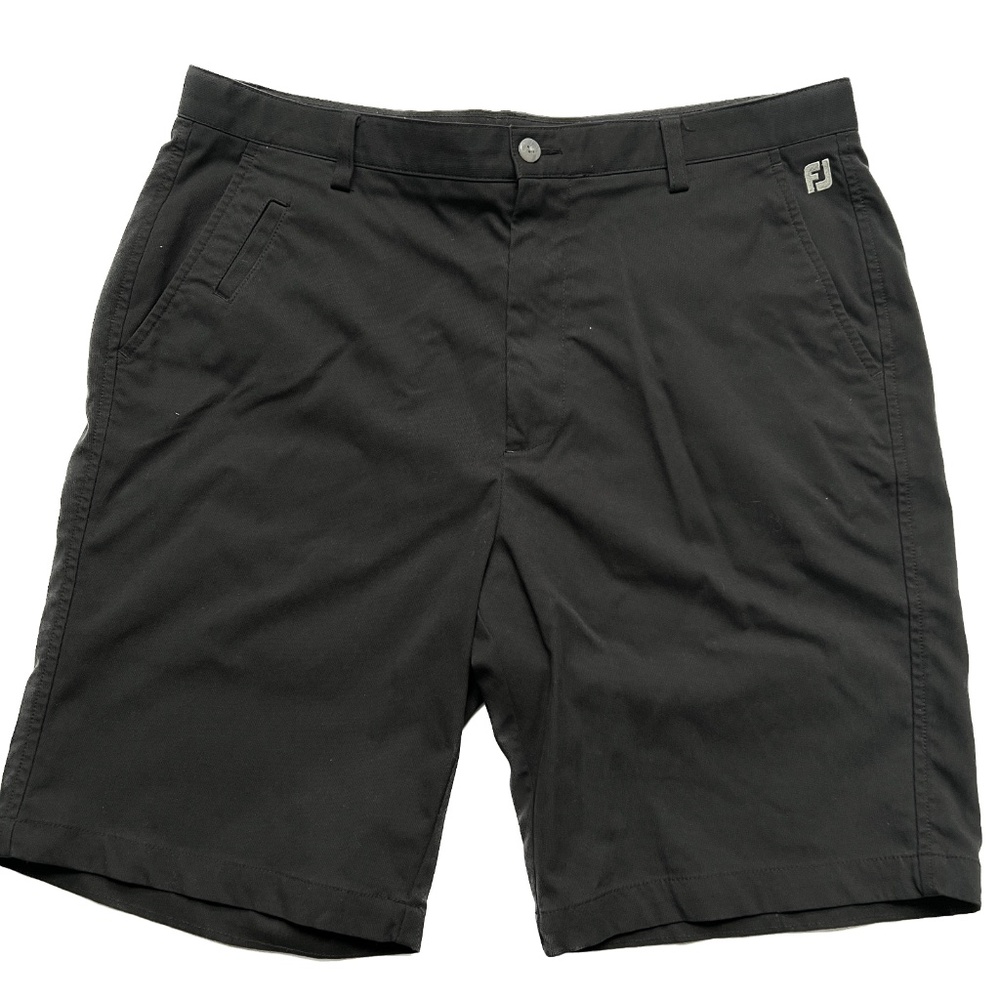 FootJoy FJ Shorts Mens 36 Black 8" Golf Casual Performance Stretch Preppy Logo